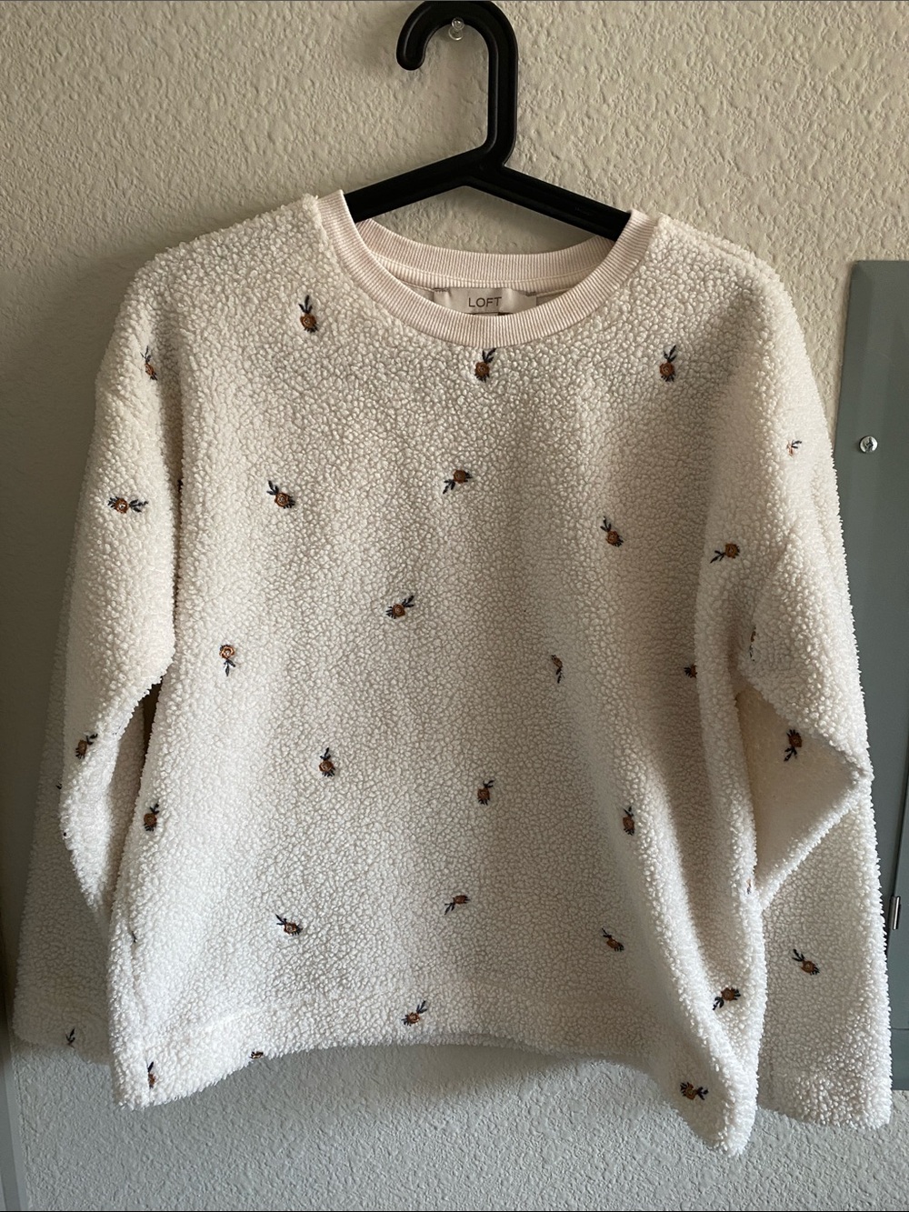 Women’s LOFT Cream Pullover with Tiny Floral Embroidery